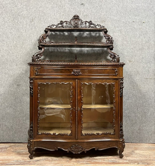 vitrine bibliothèque galbée époque Napoléon III en acajou vers 1850